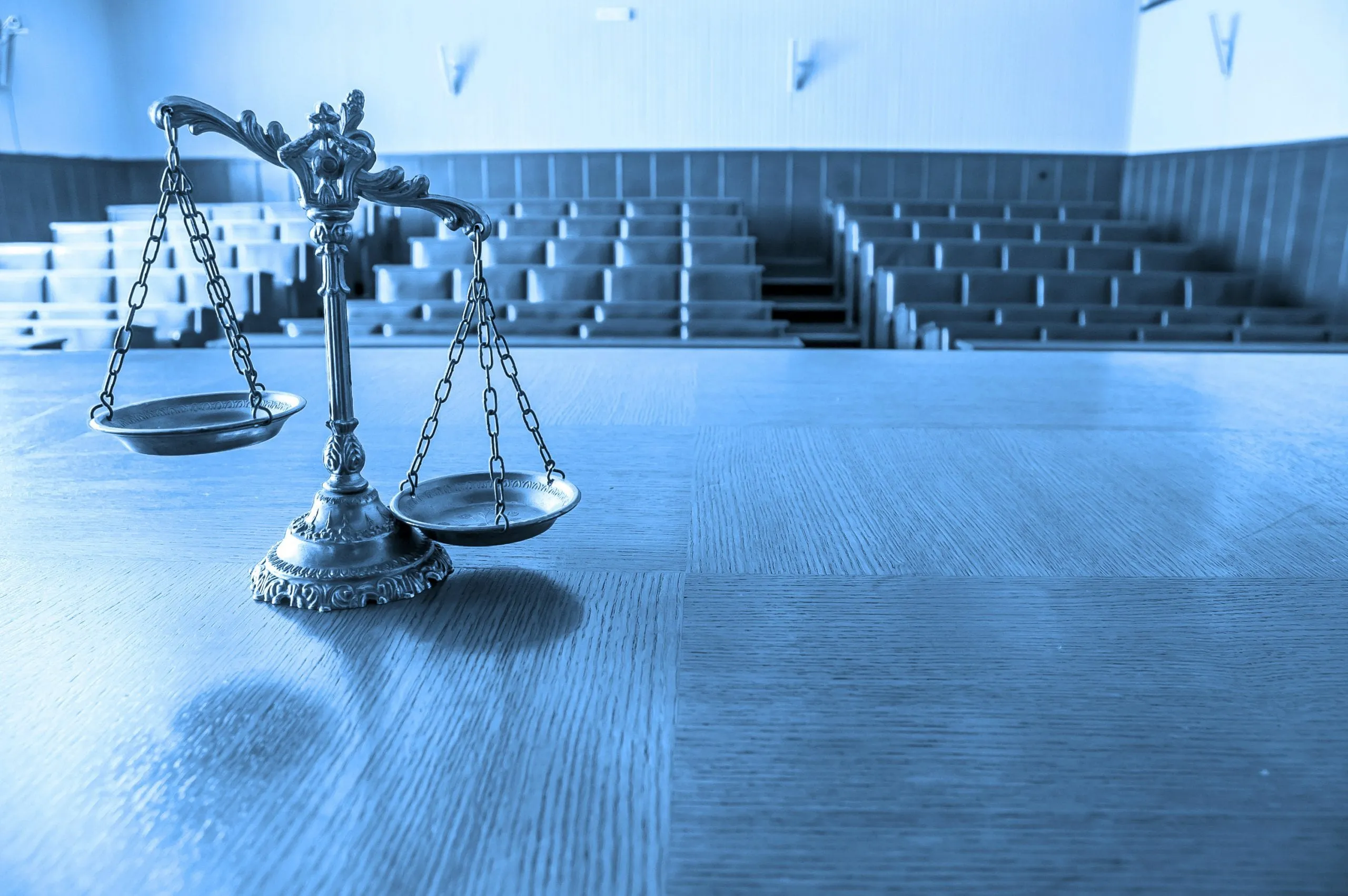 courtroom with scales of justice
